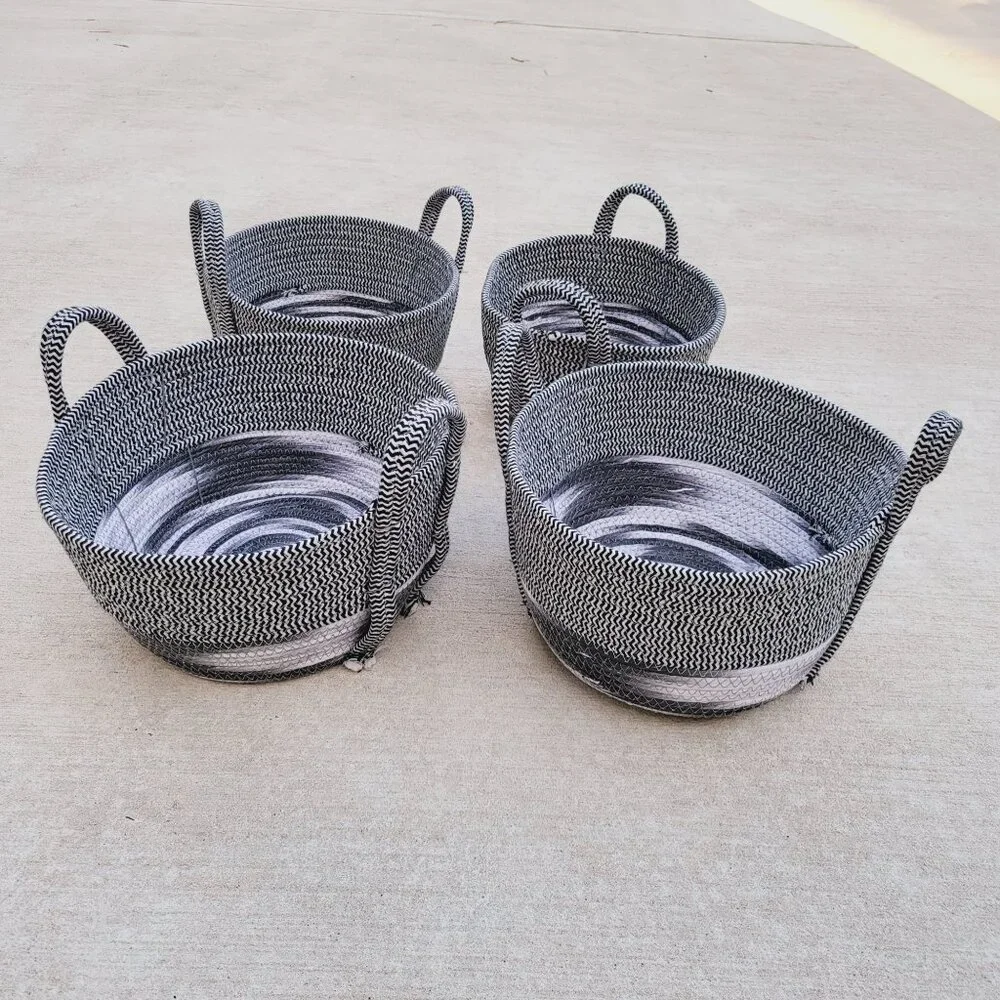 Cotton Rope Braided Storage Basket Woven Coiled Rope Bins Baby Nursery Organizer